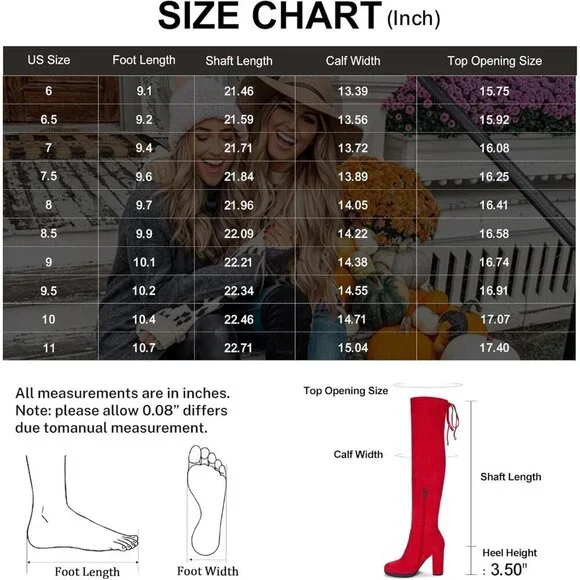 Women's Red-imitation Grain Synthetic suede Thigh High Over The Knee Tall Boot - Picture 7 of 9